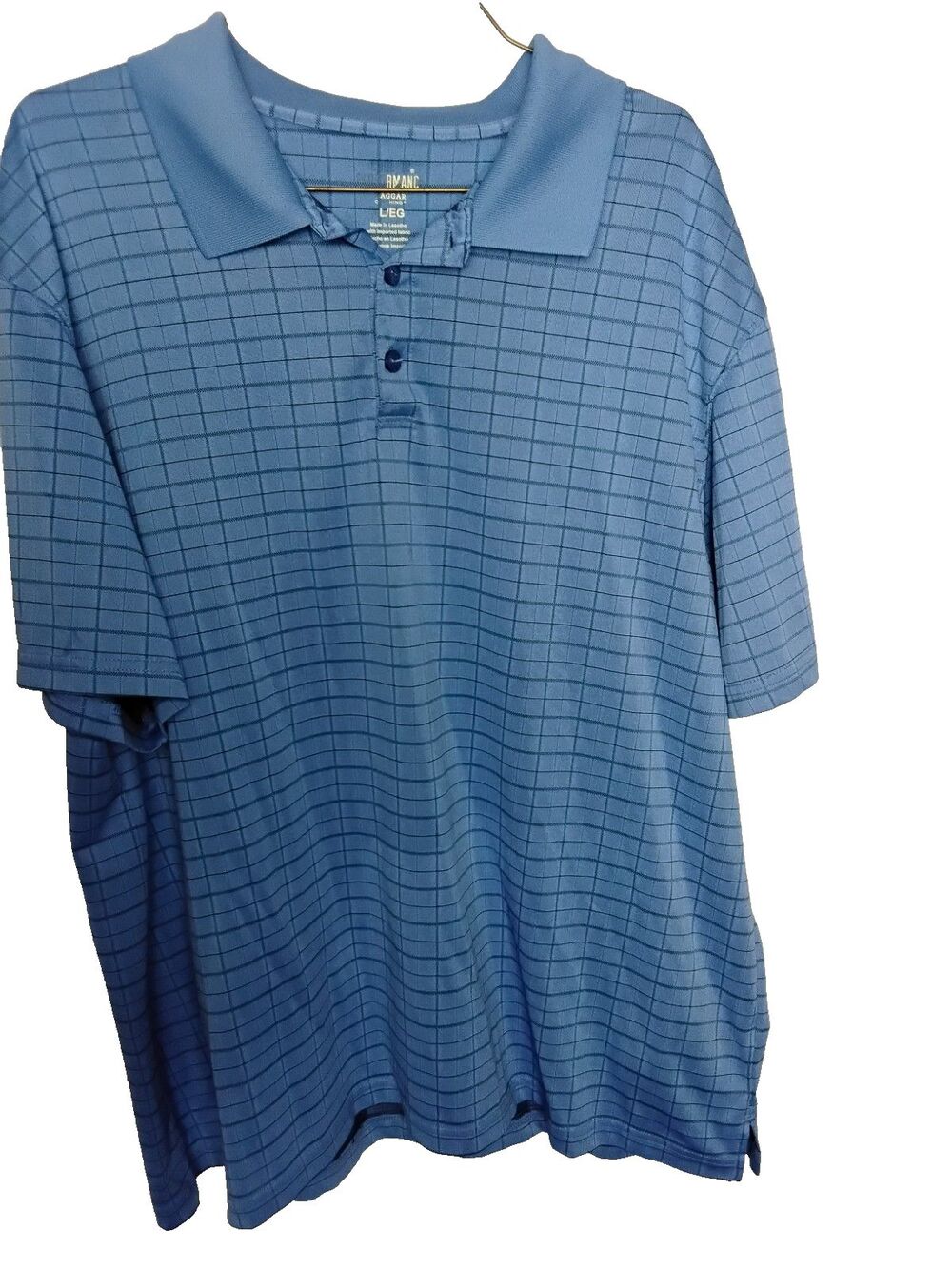 Haggar Cool 18 Pro Mens Polo Shirt Blue Size Large short sleeve Golf